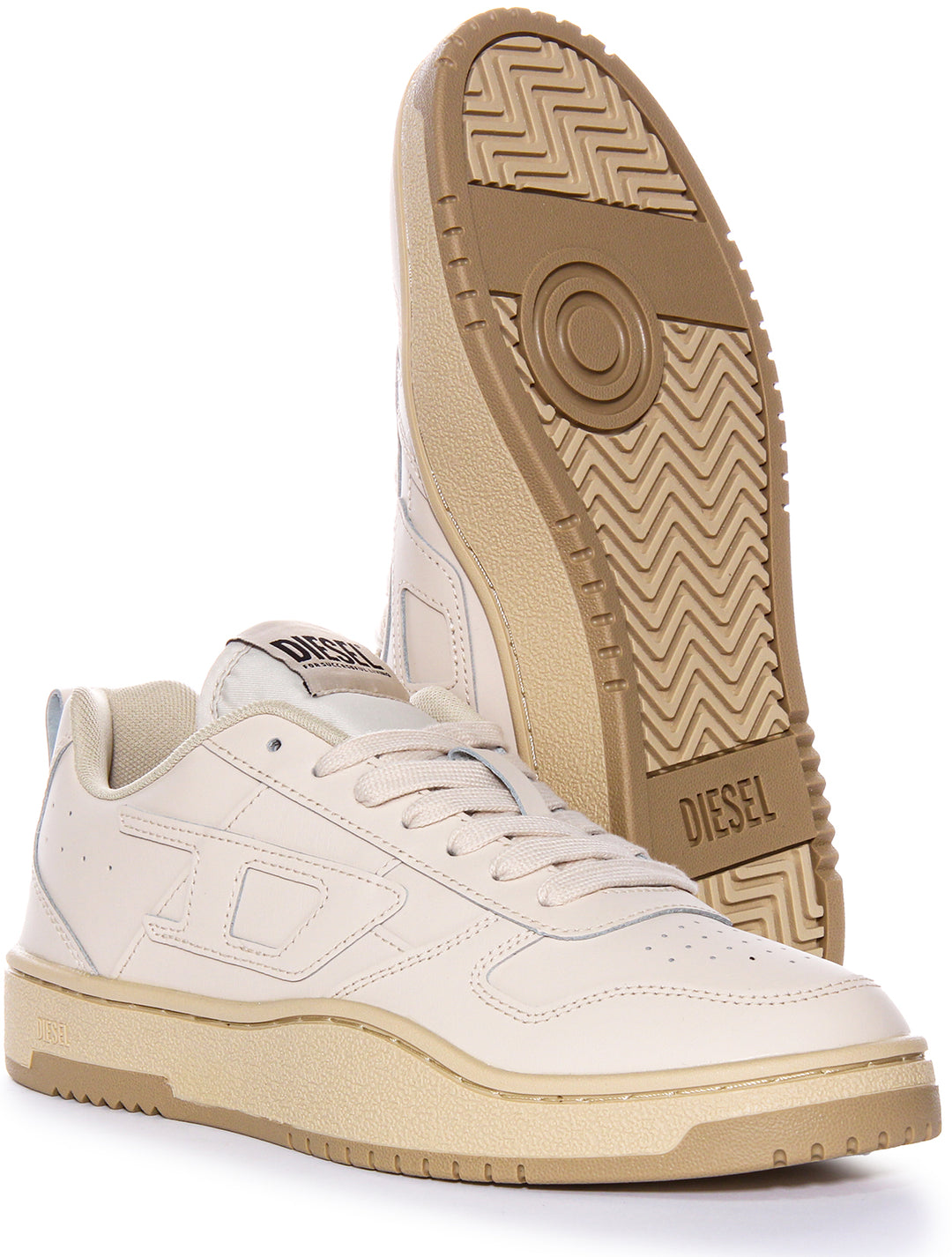 Diesel Herren SUkiyo V2 Low D Branding Weiche FrotteeDetail LederSneaker in Stein