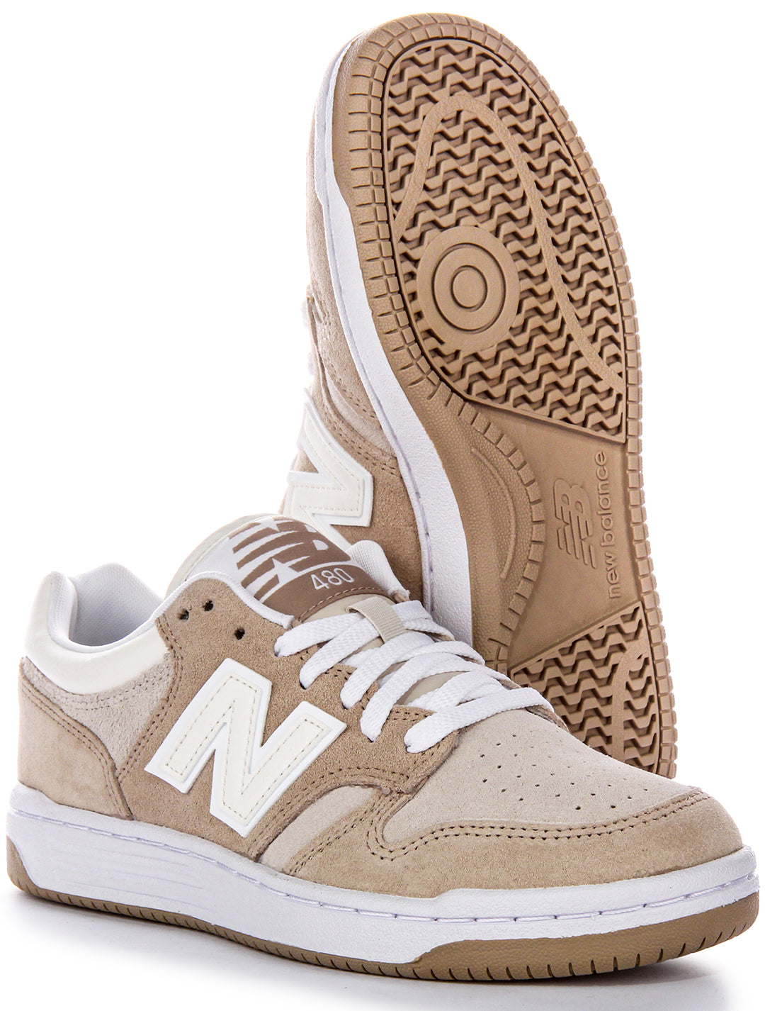 New Balance BB480LEA WildlederLedersneaker in Stein