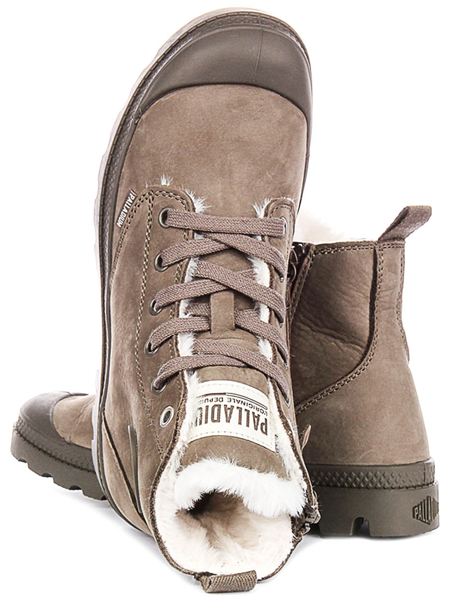 Palladium Pampa Hi Zip Wool In Stone For Women