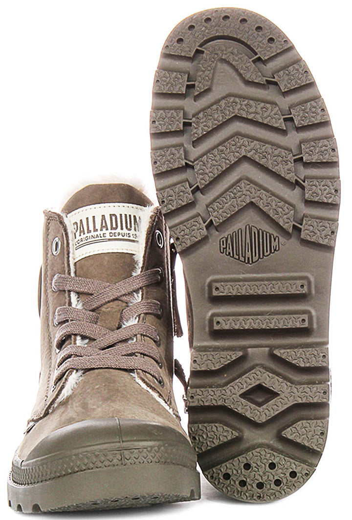 Palladium Pampa Hi Zip Wool In Stone For Women