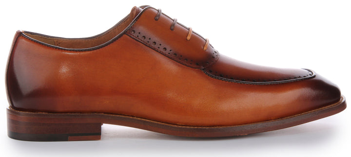 JUSTINREESS Sebastian Chaussures élégantes en cuir à lacets pour hommes en tan