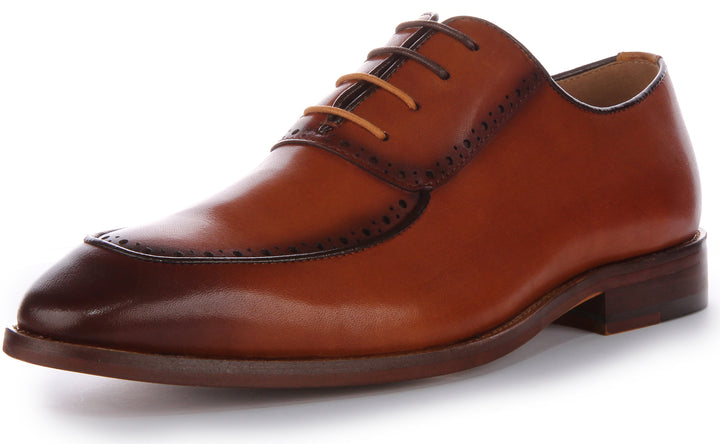 JUSTINREESS Sebastian Chaussures élégantes en cuir à lacets pour hommes en tan