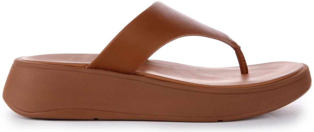 FitFlop F Mode Frauen Leder Zehe Posten Plattform Sandale Tan