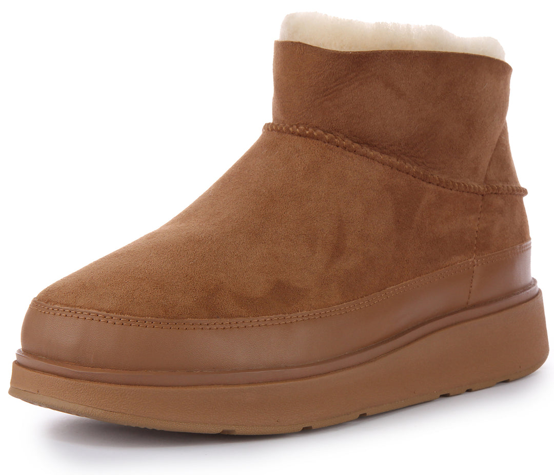 FitFlop GenFF Bota ultra mini de doble cara de piel de oveja para mujer en bronceado