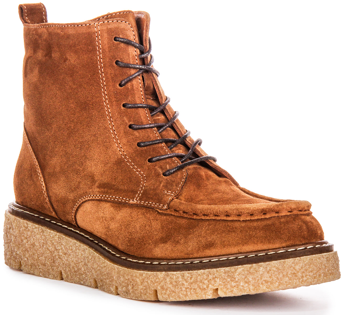 Justinreess England Alani In Tan | Suede Lace-Up Ankle Boots for Women ...