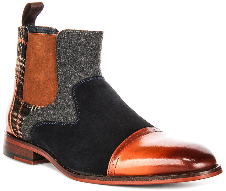 Justinreess England Gabriel In Tan For Men | Tri-Tone Chelsea Boots ...