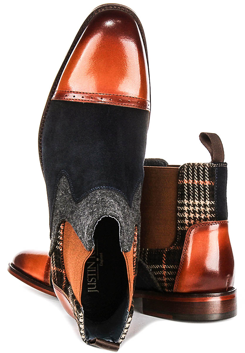 Justinreess England Gabriel In Tan For Men | Tri-Tone Chelsea Boots ...
