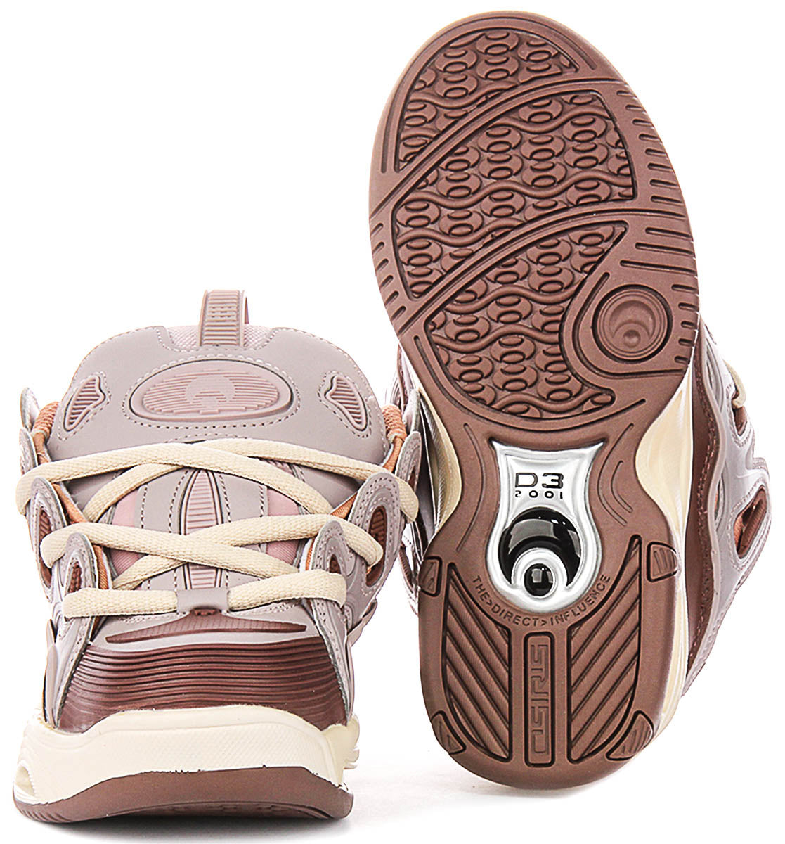 Osiris D3 2001 In Tan For Men | Lace Up Skate Brown Skate Trainers