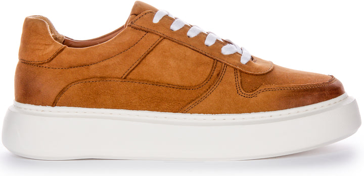 JUSTINREESS Conroy Baskets décontractées en cuir nubuck à silhouette intelligente pour hommes en marron clair