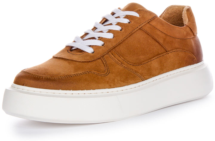 JUSTINREESS Conroy Herren Smart Casual Nubukleder Sneaker in Braun