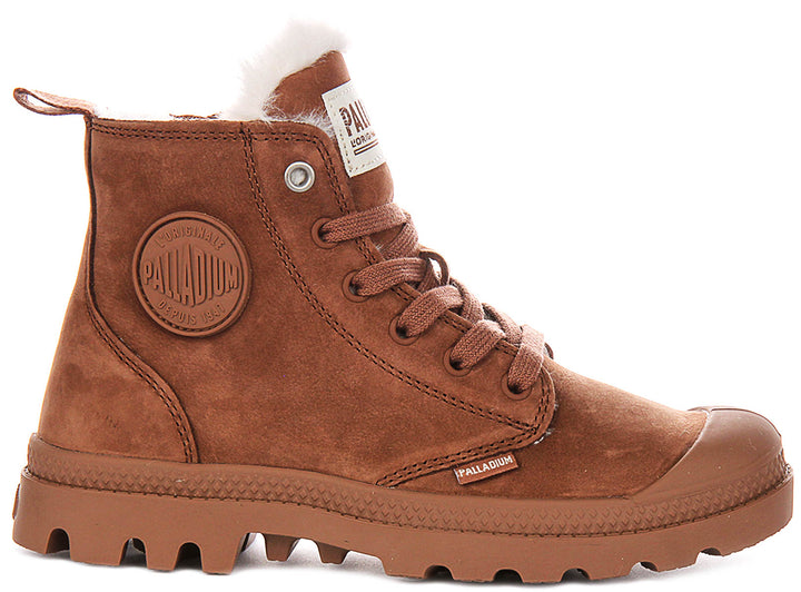 Palladium Pampa Hi Zip Wool In Tan Brown For Women