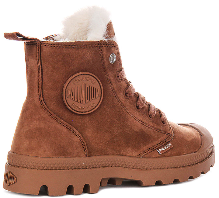 Palladium Pampa Hi Zip Wool In Tan Brown For Women