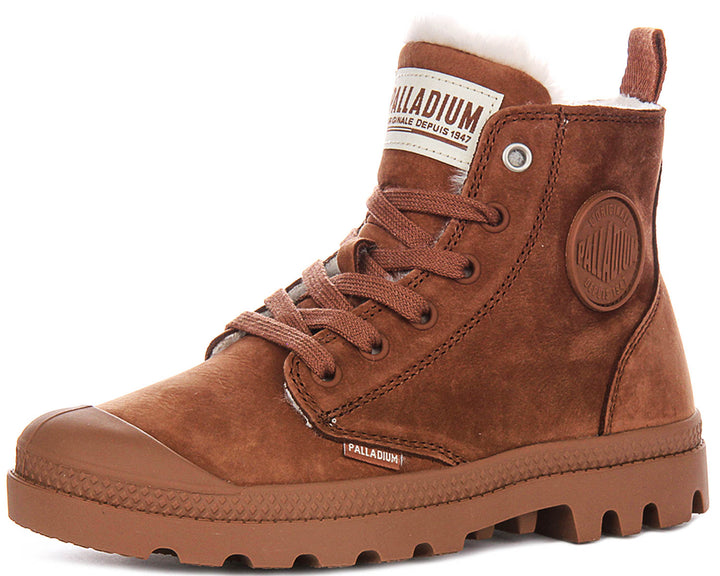Palladium Pampa Hi Zip Wool In Tan Brown For Women