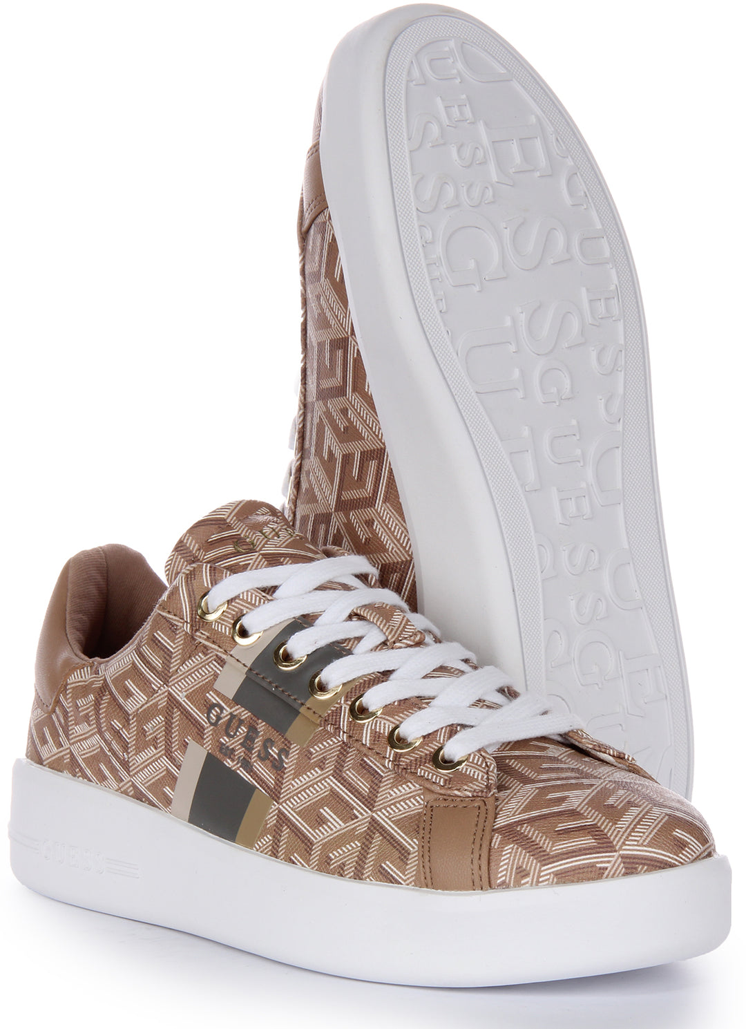 Guess Reyhana G Cube Trainer In Taupe