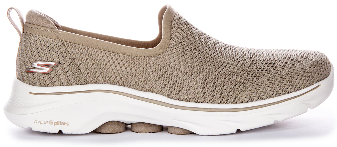 Skechers Go Walk 7 Ivy Confort Facile à Porter Sans Lacets Baskets Végétaliennes Femmes Taupe