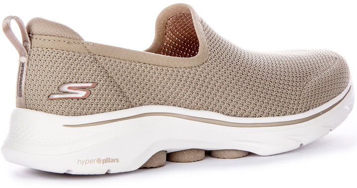 Skechers Go Walk 7 Ivy Confort Facile à Porter Sans Lacets Baskets Végétaliennes Femmes Taupe