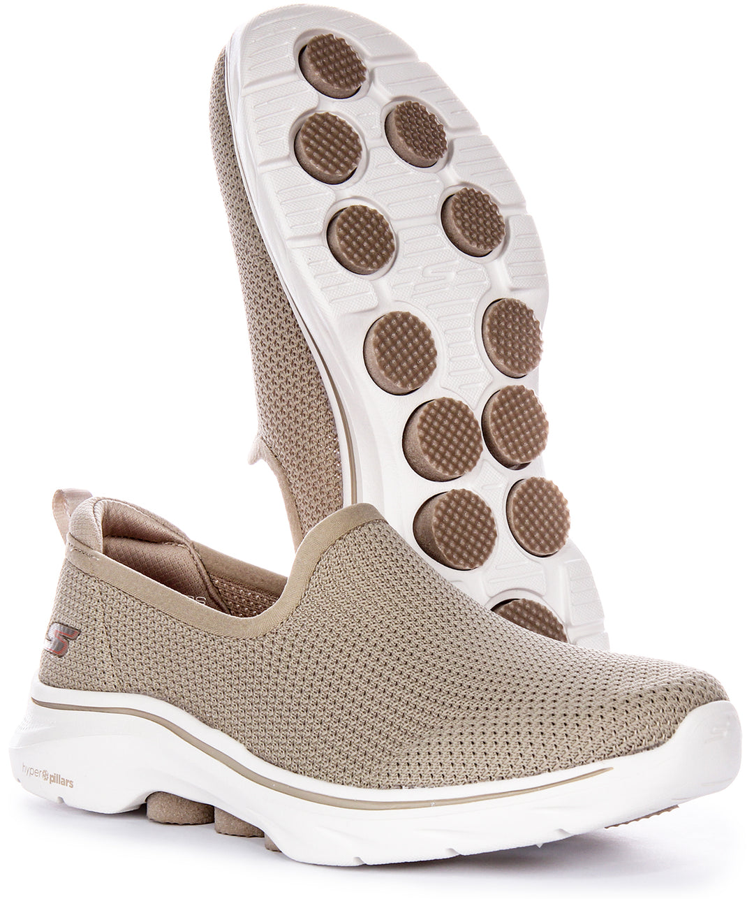 Skechers Go Walk 7 Ivy Confort Facile à Porter Sans Lacets Baskets Végétaliennes Femmes Taupe