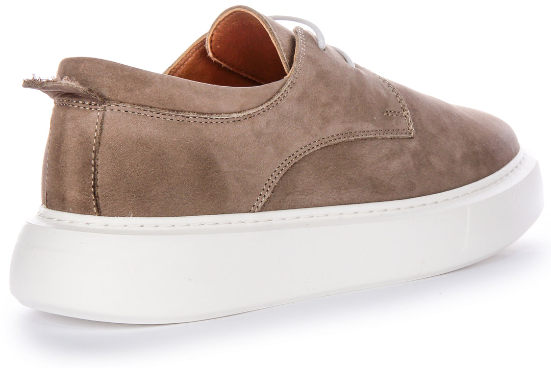 JUSTINREESS Earl Chaussures décontractées en cuir nubuck à silhouette intelligente pour hommes en taupe