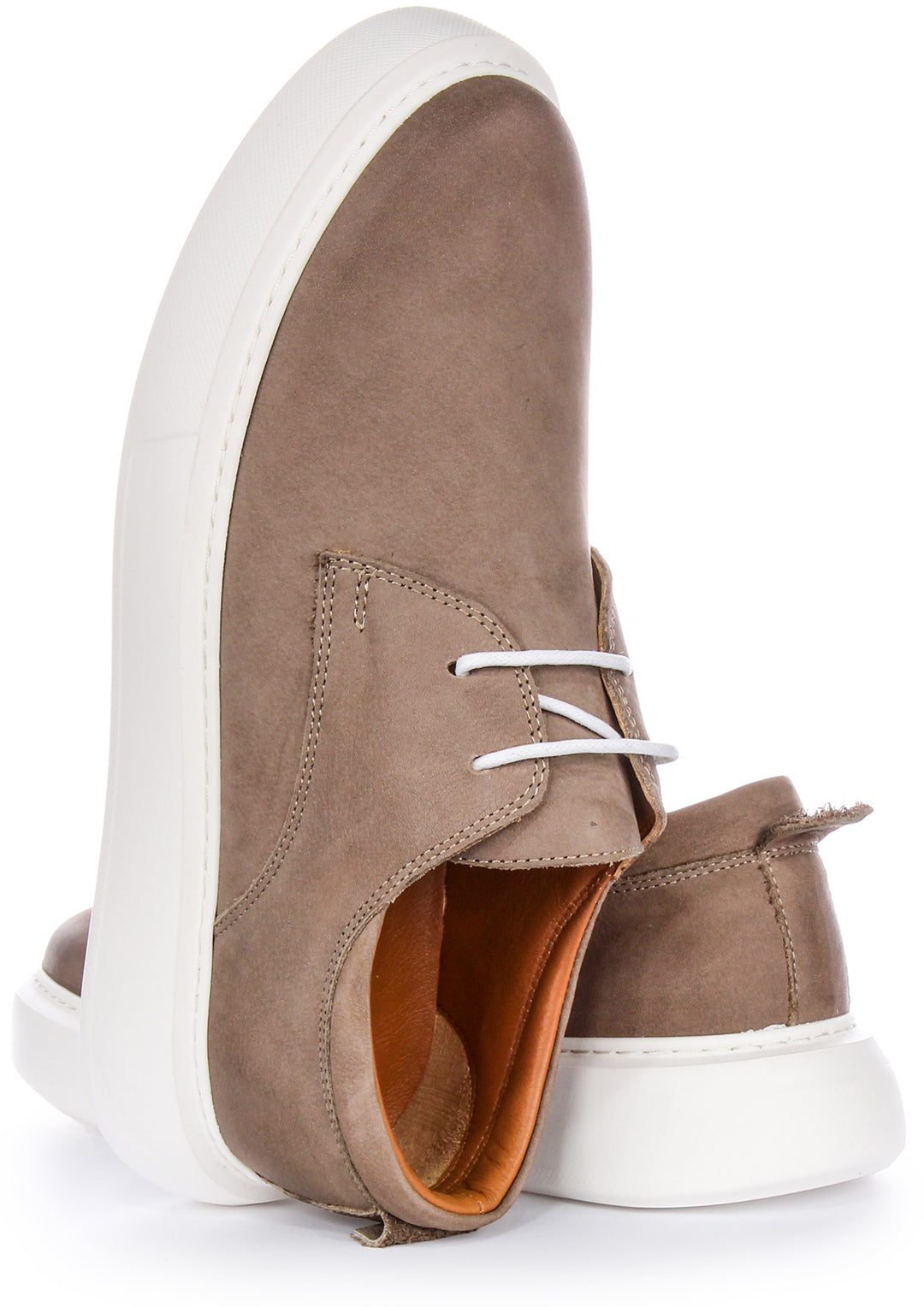 JUSTINREESS Earl Chaussures décontractées pour hommes en cuir nubuck avec silhouette élégante en taupe