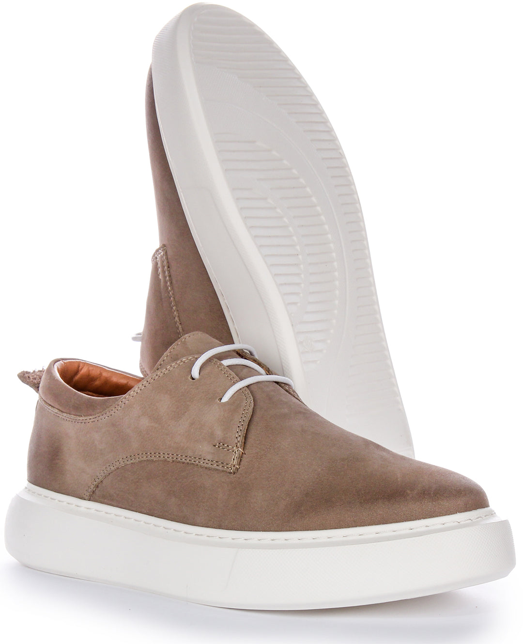 JUSTINREESS Earl Chaussures décontractées en cuir nubuck à silhouette intelligente pour hommes en taupe