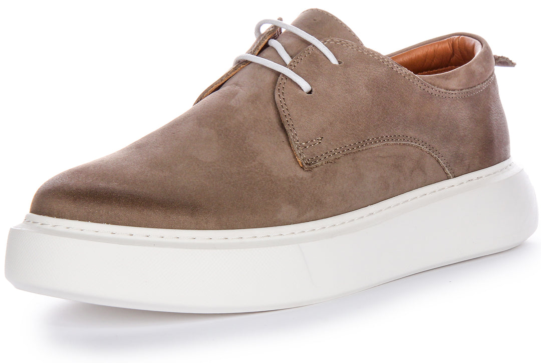 JUSTINREESS Earl Chaussures décontractées en cuir nubuck à silhouette intelligente pour hommes en taupe