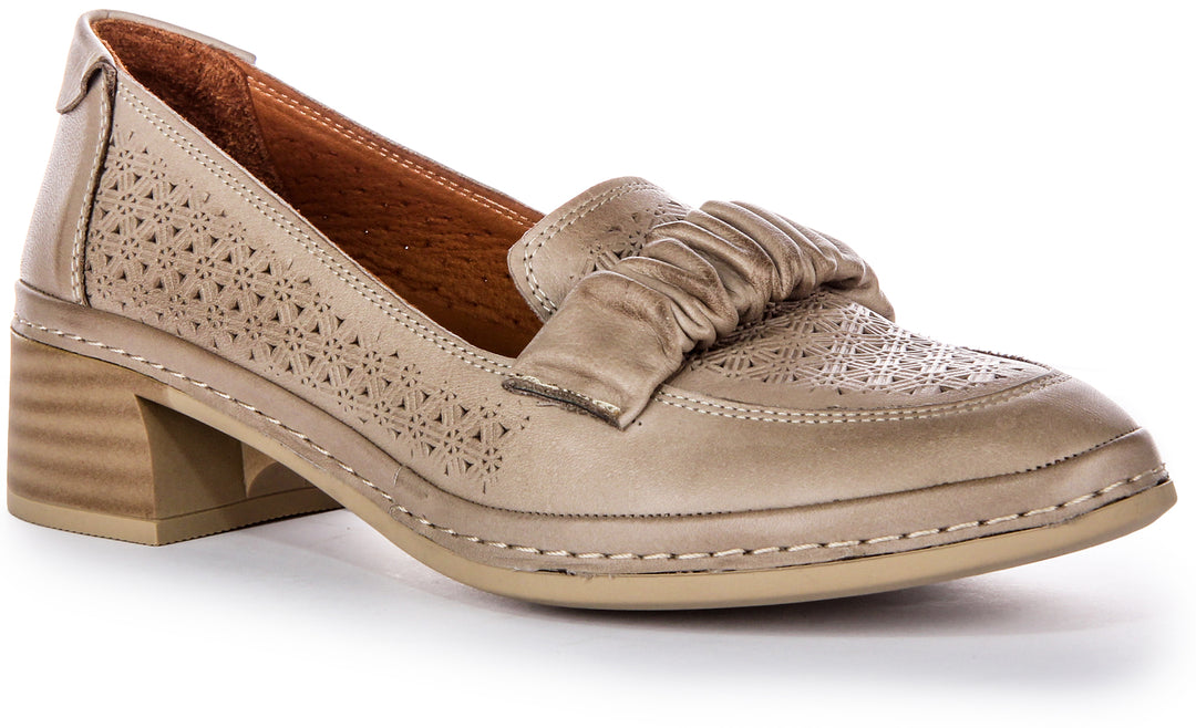 Chaussures en Cuir Justinreess Kacey Pour Femme en Taupe