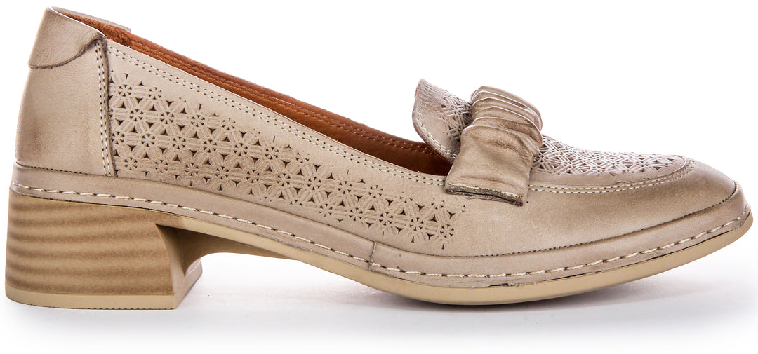 Chaussures en Cuir Justinreess Kacey Pour Femme en Taupe