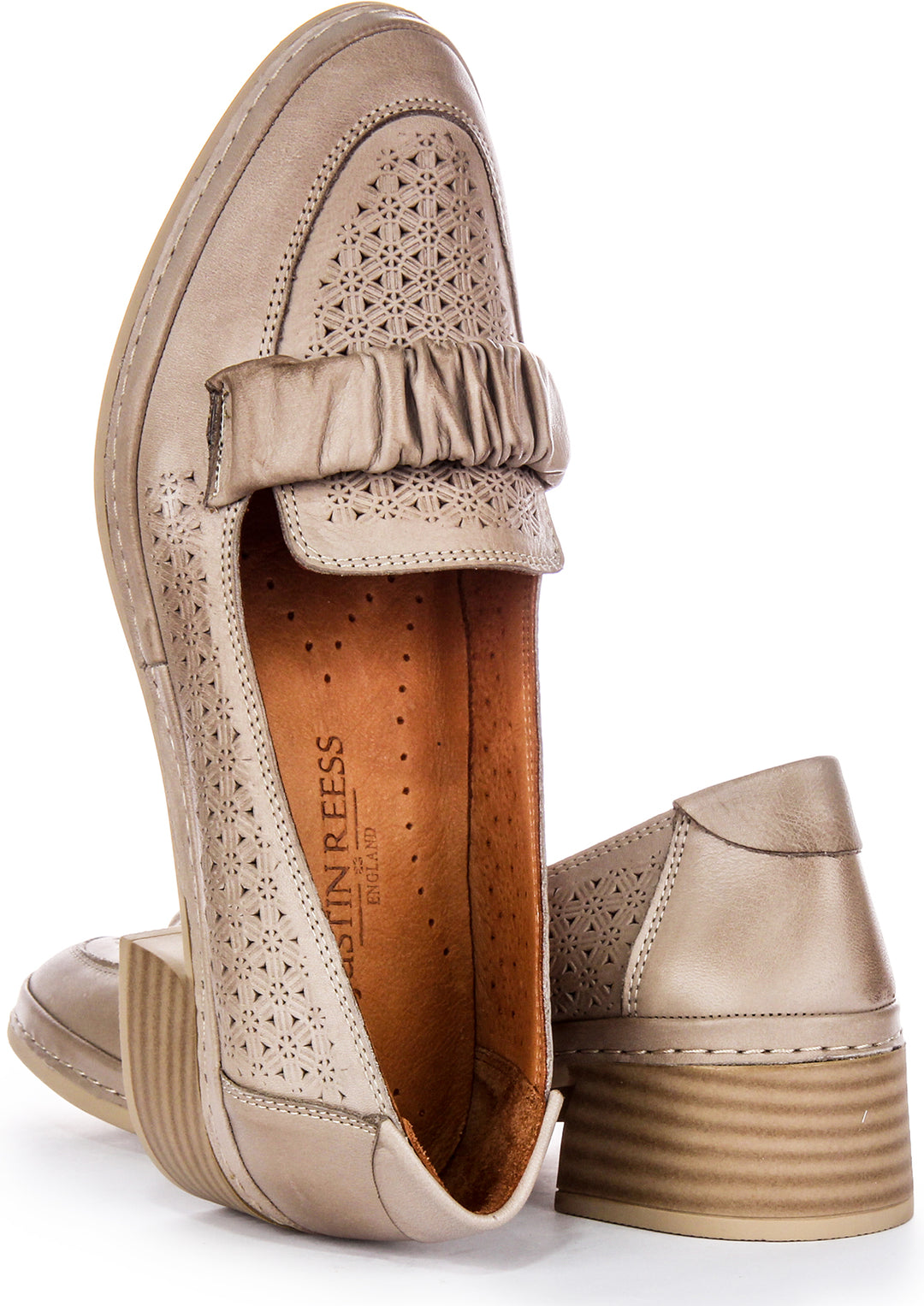 Chaussures en Cuir Justinreess Kacey Pour Femme en Taupe