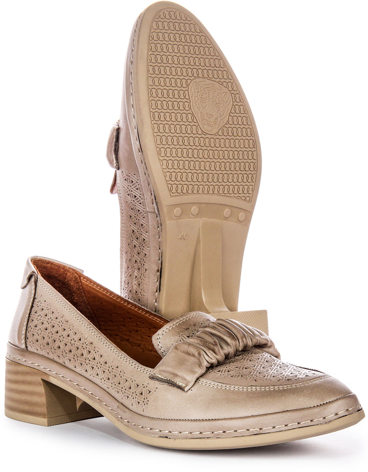 Chaussures en Cuir Justinreess Kacey Pour Femme en Taupe