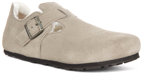 Birkenstock London Shearling In Taupe | Regular Fit