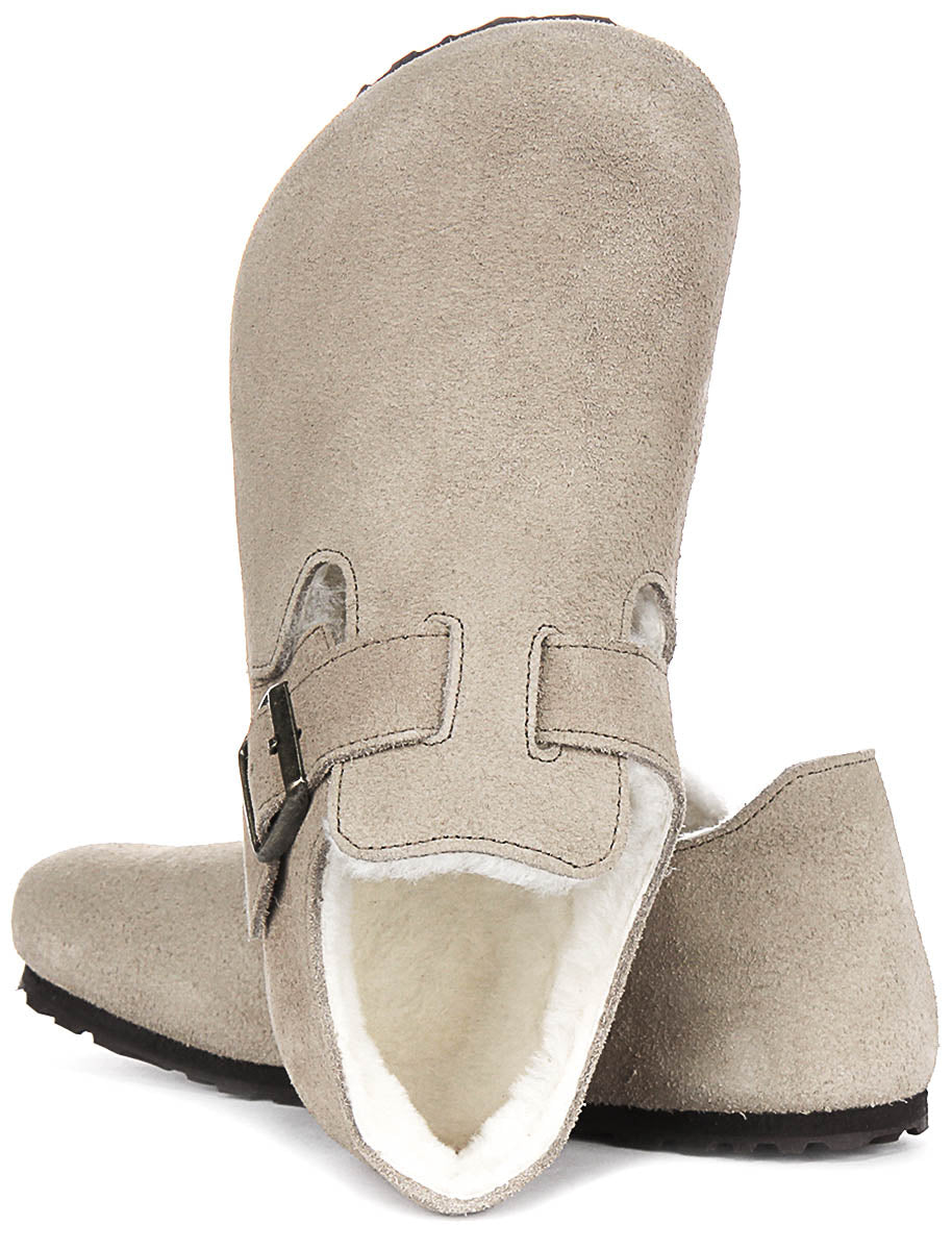 Birkenstock London Shearling In Taupe | Regular Fit