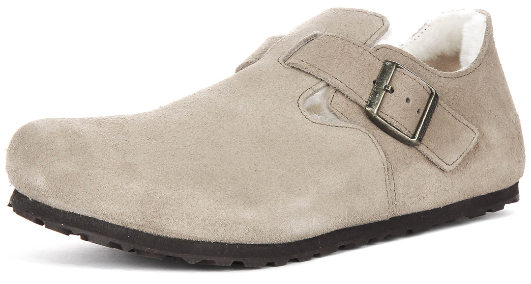 Birkenstock London Shearling In Taupe | Regular Fit