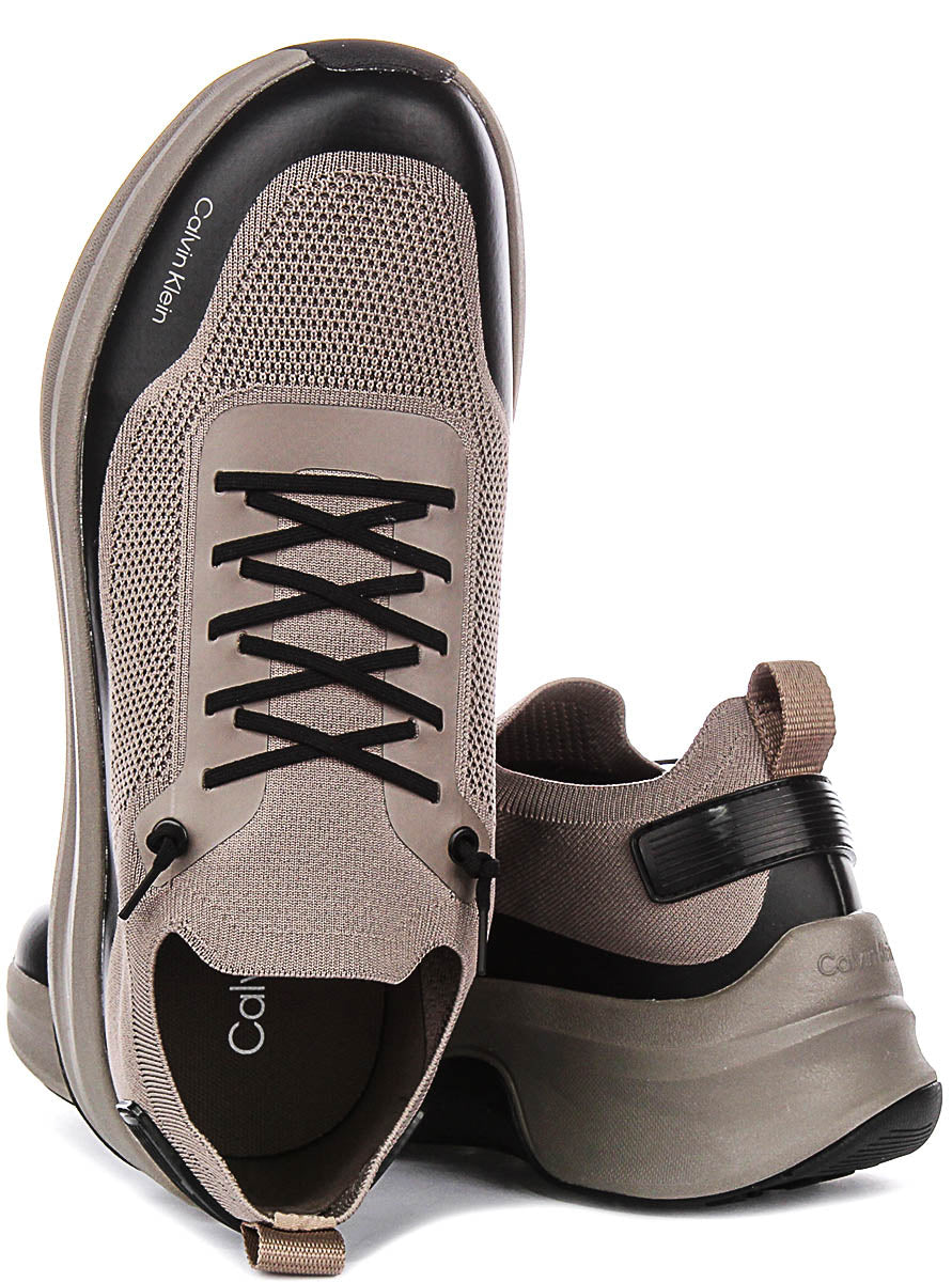 Calvin Klein Chunnky Knit Slip On Runner In Taupe For Men