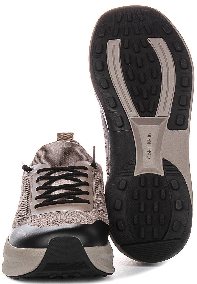 Calvin Klein Chunnky Knit Slip On Runner In Taupe For Men