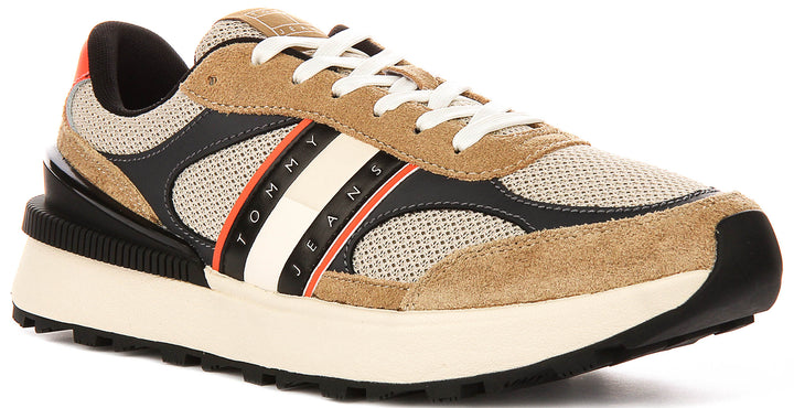 Tommy Jeans Tech Runner In Taupe For Men
