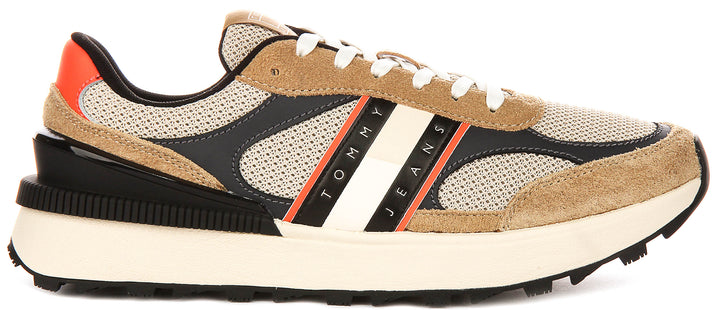Tommy Jeans Tech Runner In Taupe For Men