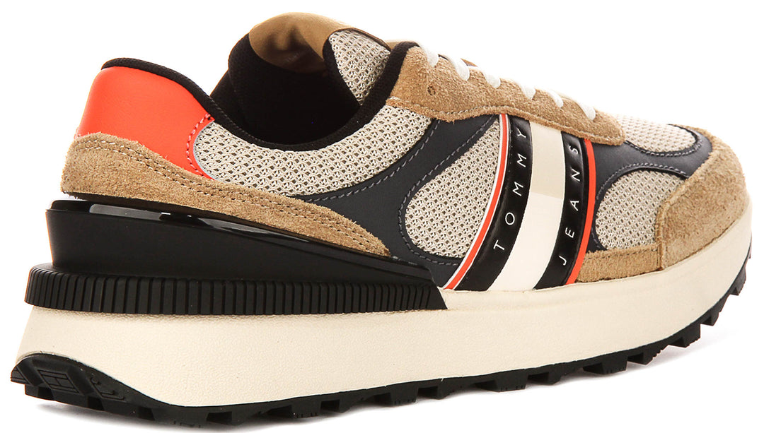 Tommy Jeans Tech Runner In Taupe For Men