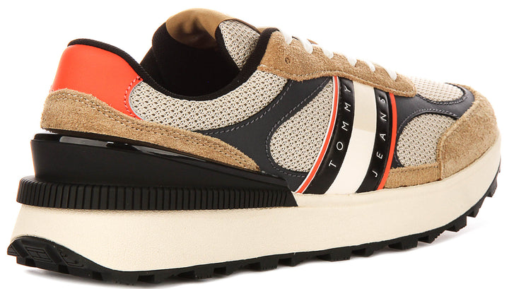 Tommy Jeans Tech Runner In Taupe For Men