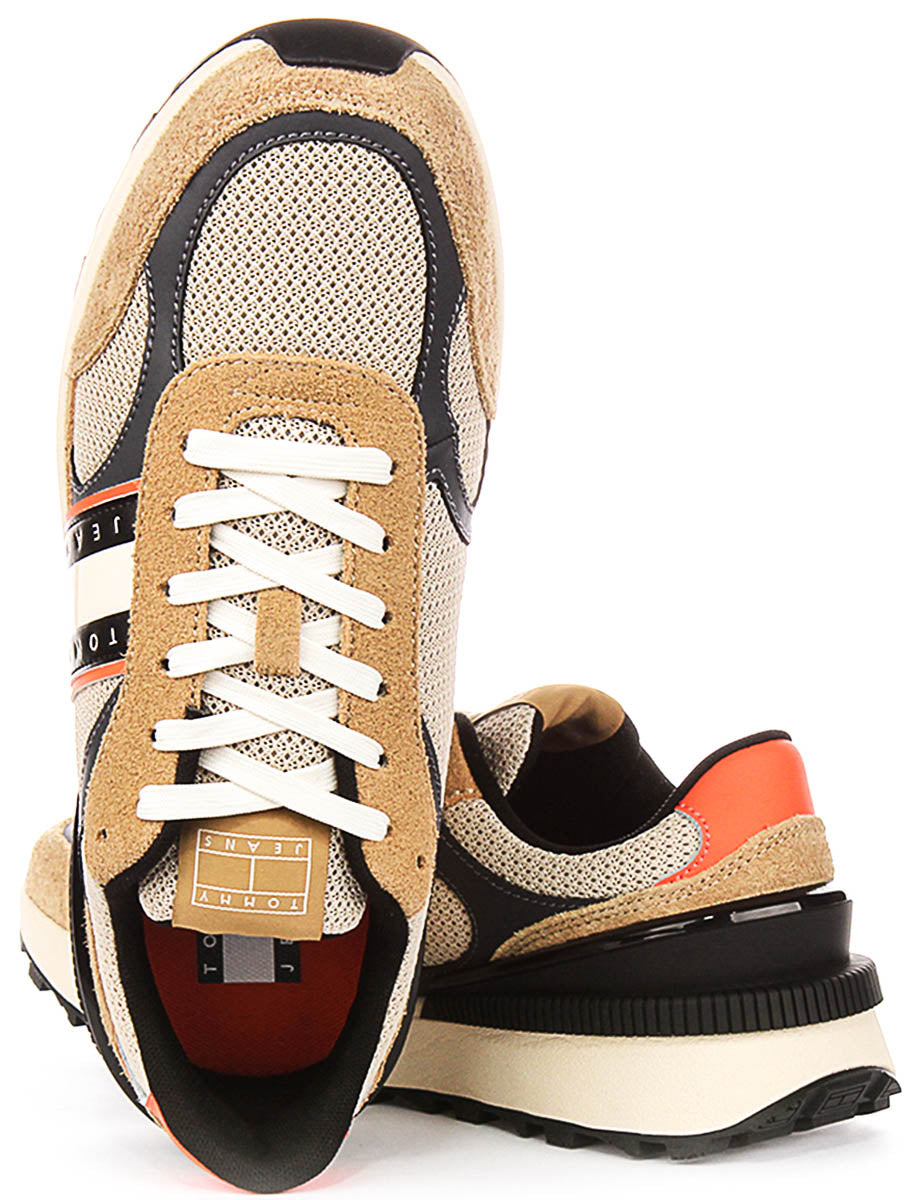 Tommy Jeans Tech Runner In Taupe For Men