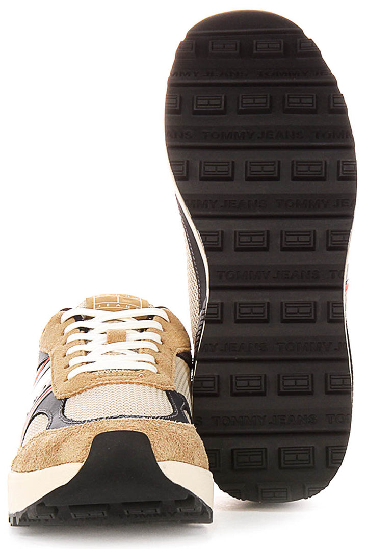 Tommy Jeans Tech Runner In Taupe For Men