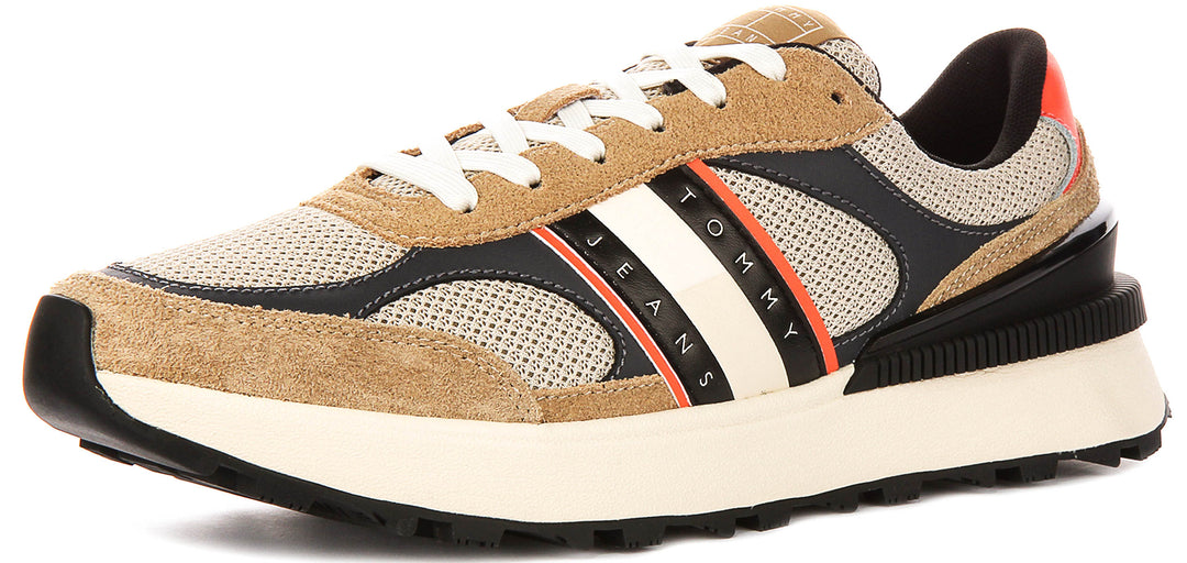 Tommy Jeans Tech Runner In Taupe For Men