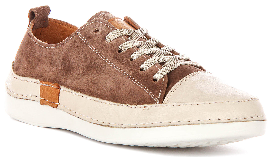Justinreess England Sammy Suede In Taupe For Women