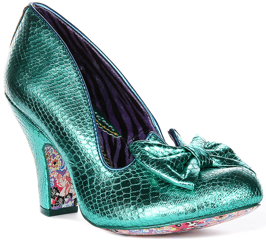 Irregular Choice Nick Of Time - Scarpe Con Tacco Alto Donna - Punta Chiusa E Fiocco Glitterato - Slip On Unico - 3