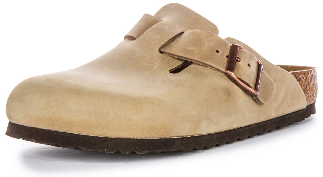 boston bs tobacco brown clogs oiled leather arrived SO DRY! : r/Birkenstocks Reg/Wd widths run wide and Nr/Med widths are similar to a US Medium width Birkenstock Boston Soft Footbed Oiled