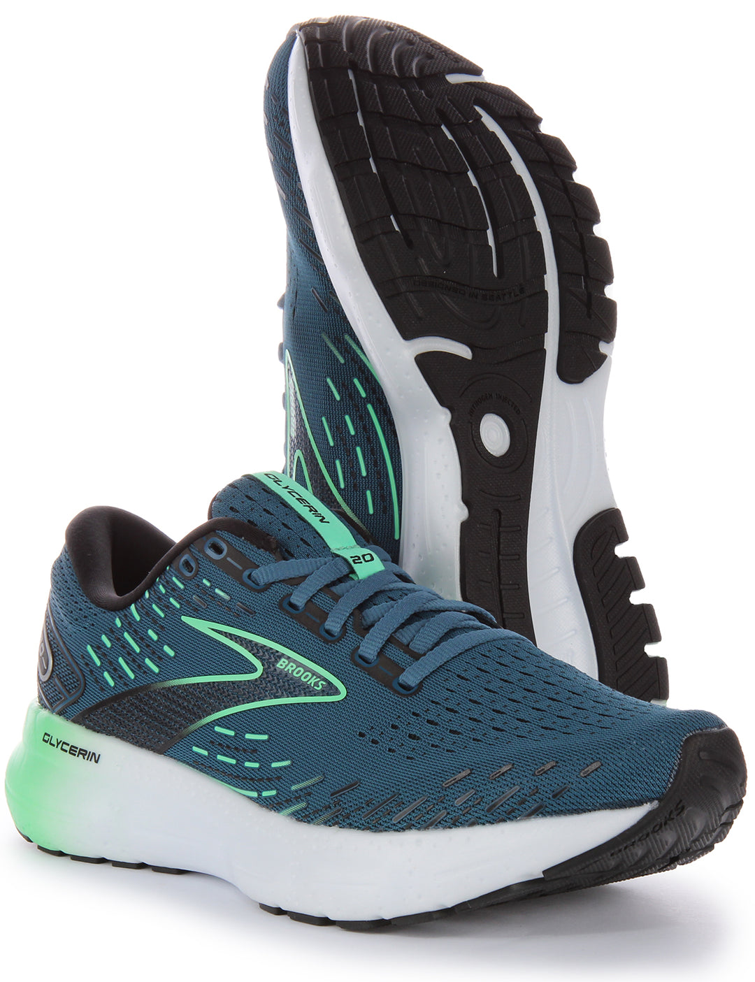 Brooks Glycerine 20 In Turquoise For Men  Cushion Track Running Shoe –  4feetshoes