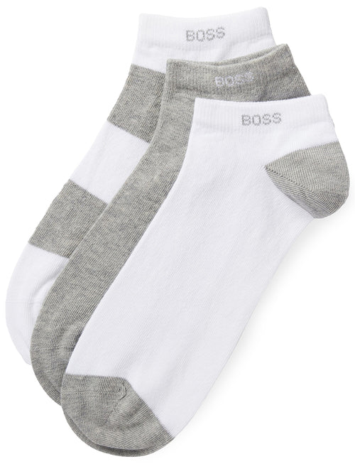 Boss Lot de 3 chaussettes en coton pour hommes en blanc