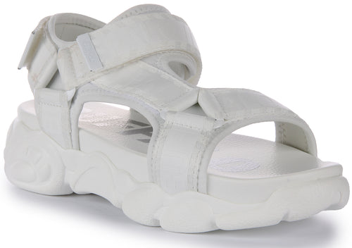 Buffalo Cld TEC Sandalo con plateau vegano da donna in bianco