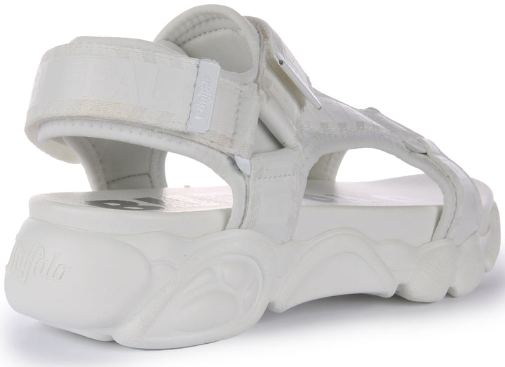 Buffalo Cld TEC Sandalia de plataforma vegana para mujer en blanco