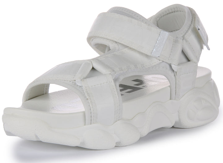 Buffalo Cld TEC Sandalo con plateau vegano da donna in bianco