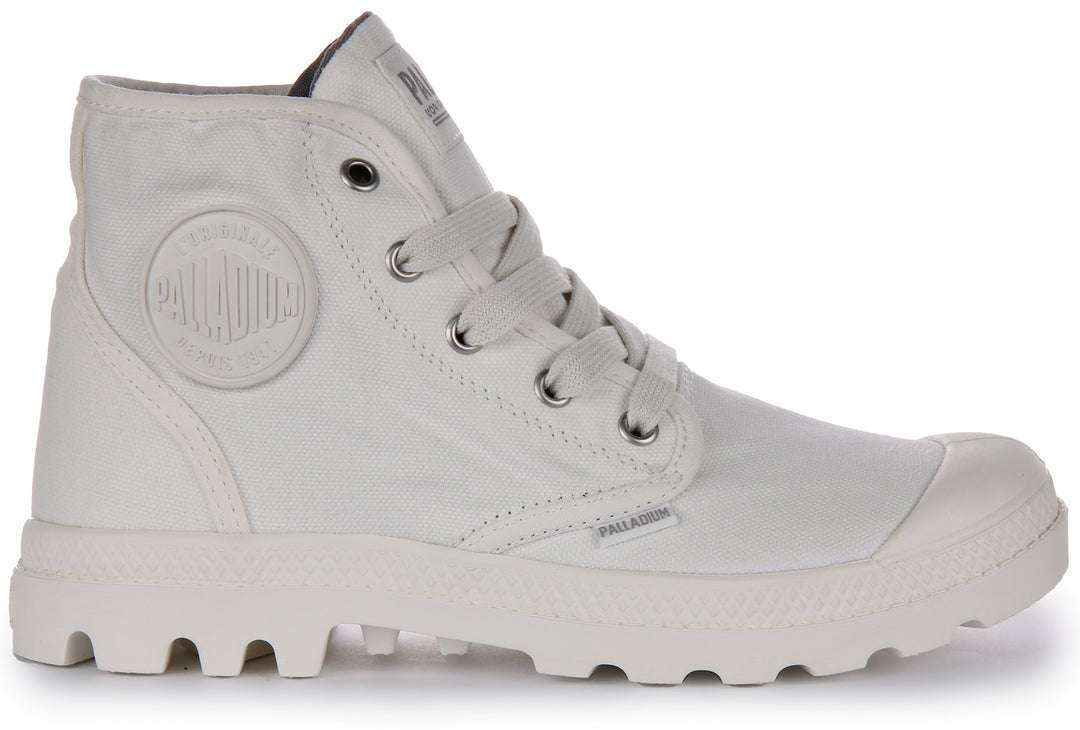 Palladium Pampa Hi Bottines végane en toile à lacets pour femmes en blanc